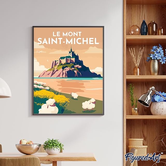 Foto 4 de 7 de Figured'Art Pintar por Numeros Adultos Póster de viaje Mont Saint-Michel