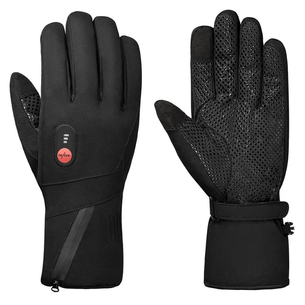 MMAXZ Heated Gloves for Men Women 7.4V 2200mAh Rechargeable Battery Winter Gloves Gloves for Motorcycle (Color : Black, Size : S code)