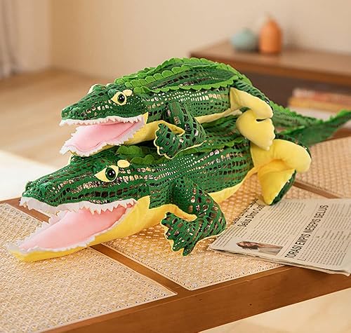 Miniatura 8 de GracesDawn Cocodrilo verde, juguete de peluche de cocodrilo, almohada, muñeca, juguete de peluche de cocodrilo (27.5 pulgadas de largo)