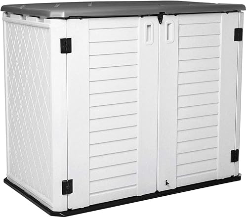 Miniatura 19 de KINYING Gabinete de Almacenamiento para Exteriores Impermeable, Cobertizo Vertical de Resina de 57 Pies Cúbicos para Muebles de Patio, Herramientas