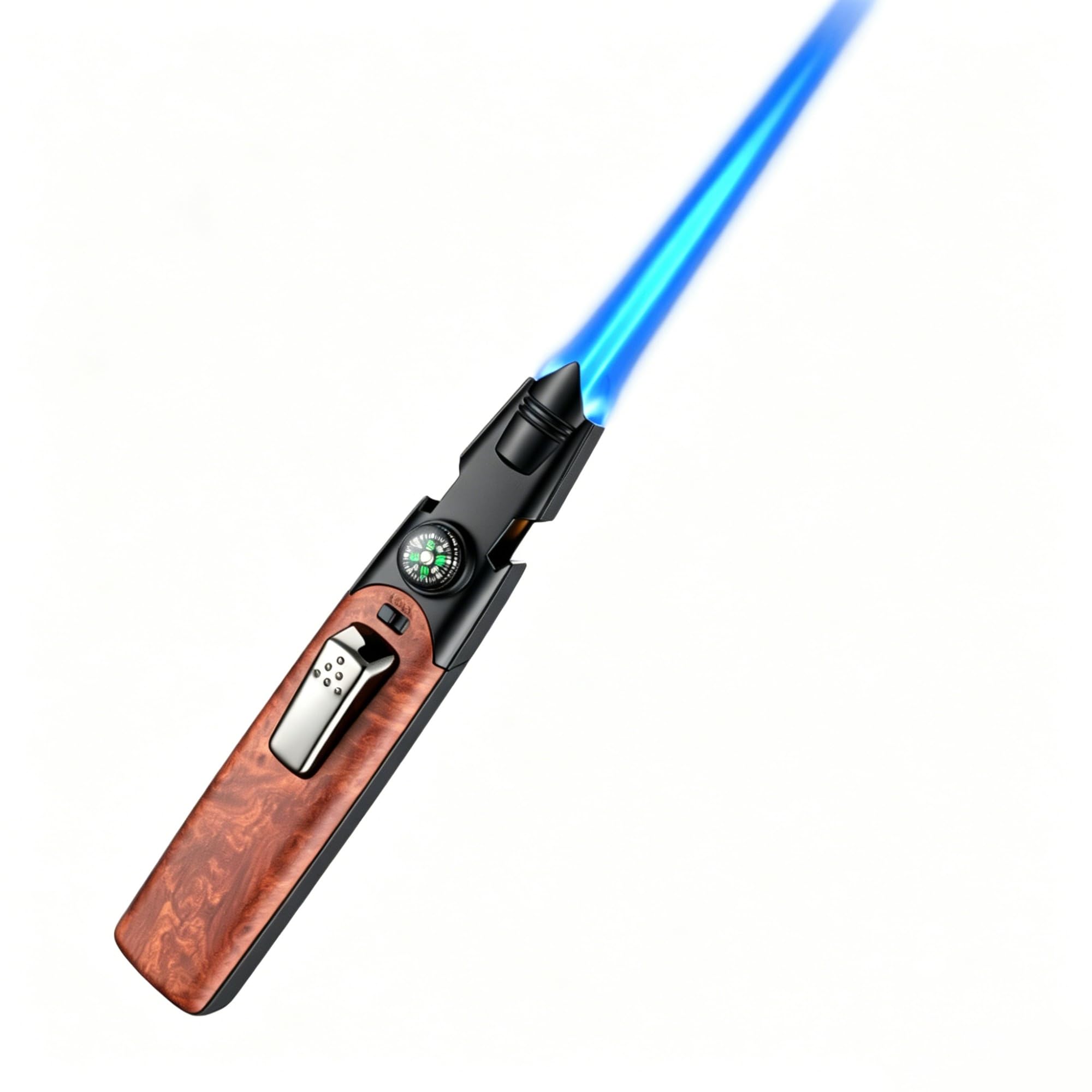 Encendedor de llama de chorro de fibra de carbono con cuerpo de metal y bloqueo de seguridad