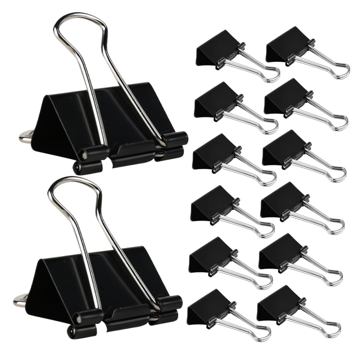 Housoutil 60 Schwarze Binderclips aus Eisen Dreieckige Büroklammern zum Sicheren Fixieren von Dokumenten und Beuteln für Büro und Schule