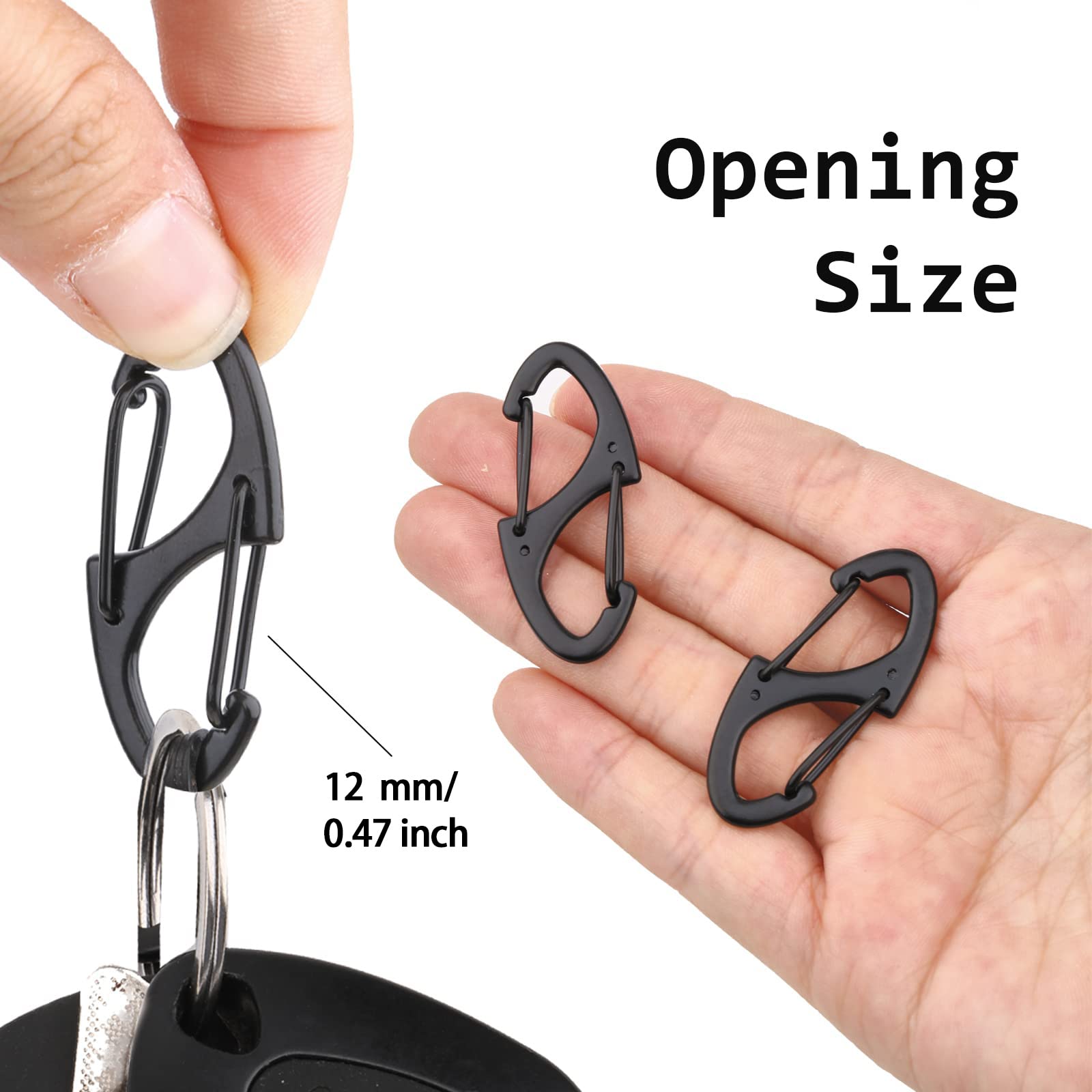 40 mosquetones dobles coloridos en forma de S (1.6 pulgadas) de doble puerta S mosquetón - Ganchos de gatillo para llaveros colgantes de muñeca pequeña, ideal para camping, viajes, pesca