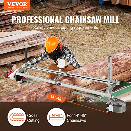 VEVOR Gruminette Scierie Mobile Portable 355-1219 mm Barre de Guidage en Acier Galvanisé avec Épaisseur de Coupe 5,08-300 mm Coupe Transversale Moulin à Scie à Chaîne de Tronçonneuse pour Constructeur – vue 2