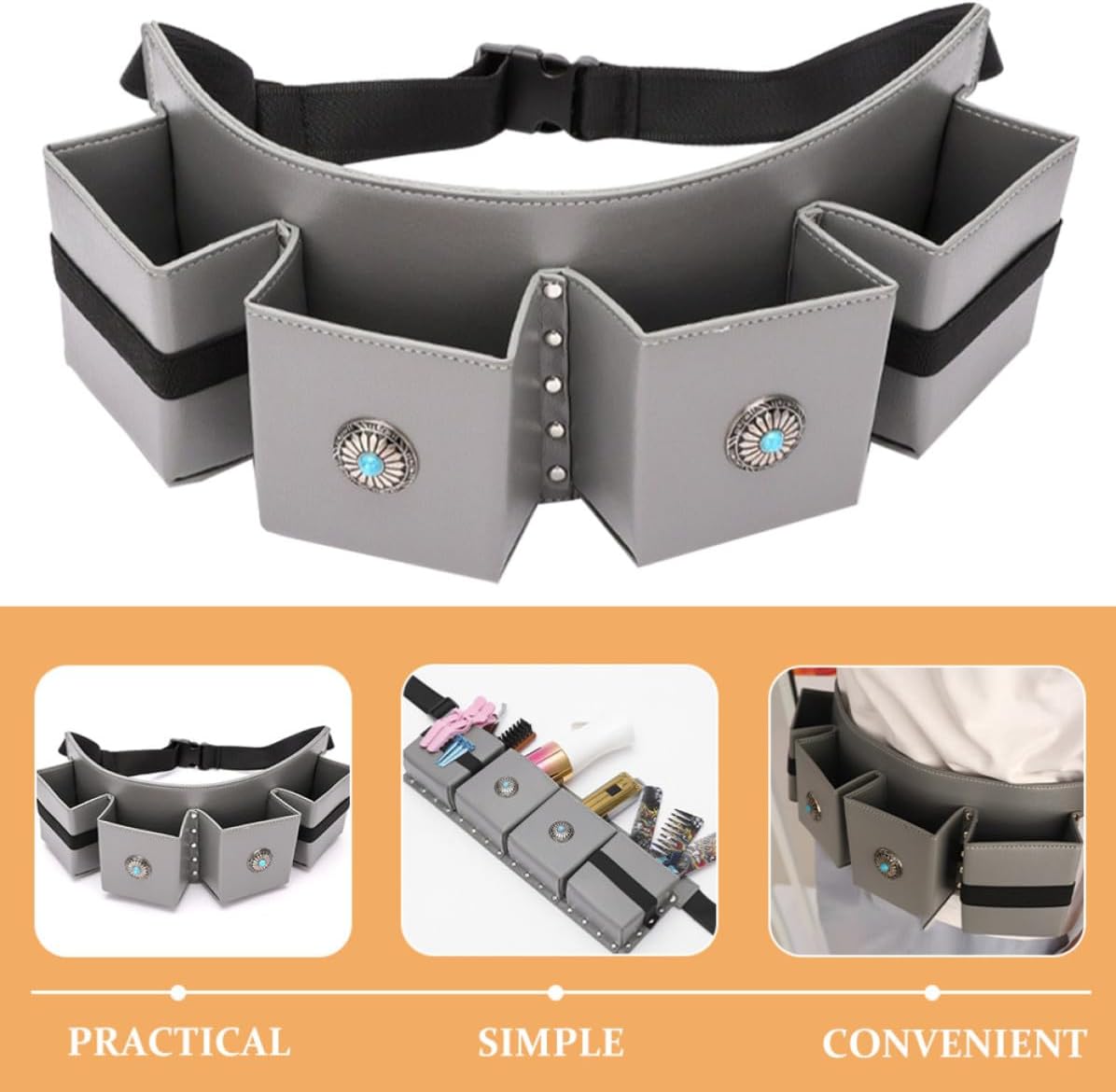 Ciieeo Multifunctional Hairdresser Shears Holder Bag with Large Capacity Pu Leather Design for Hairdressing Studios and Salons, Stylish Waist Belt Hair Stylist Tool Organizer