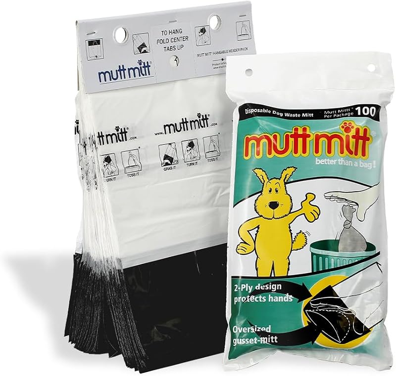Mutt Mitt® 2-Ply Dog Waste Station Header Bags, 100 Count | Same Mutt Mitt® bags found in dog waste stations, 2-ply mitten design, 300% thicker than mini roll bags