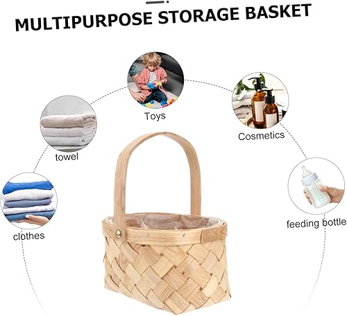 Miniatura 8 de Contenedor de almacenamiento de ratán, cesta hecha a mano de pastos marinos, cesta de almacenamiento tejida de madera, cesta de almacenamiento para