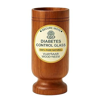 Vijaysar Wood Glass for Diabetes | Ayurvedic Pterocarpus Marsupium Wooden Tumbler | Vijaysar Ki Lakdi Ka Glass | Herbal Sugar Control Bija Wood Drinking Glass