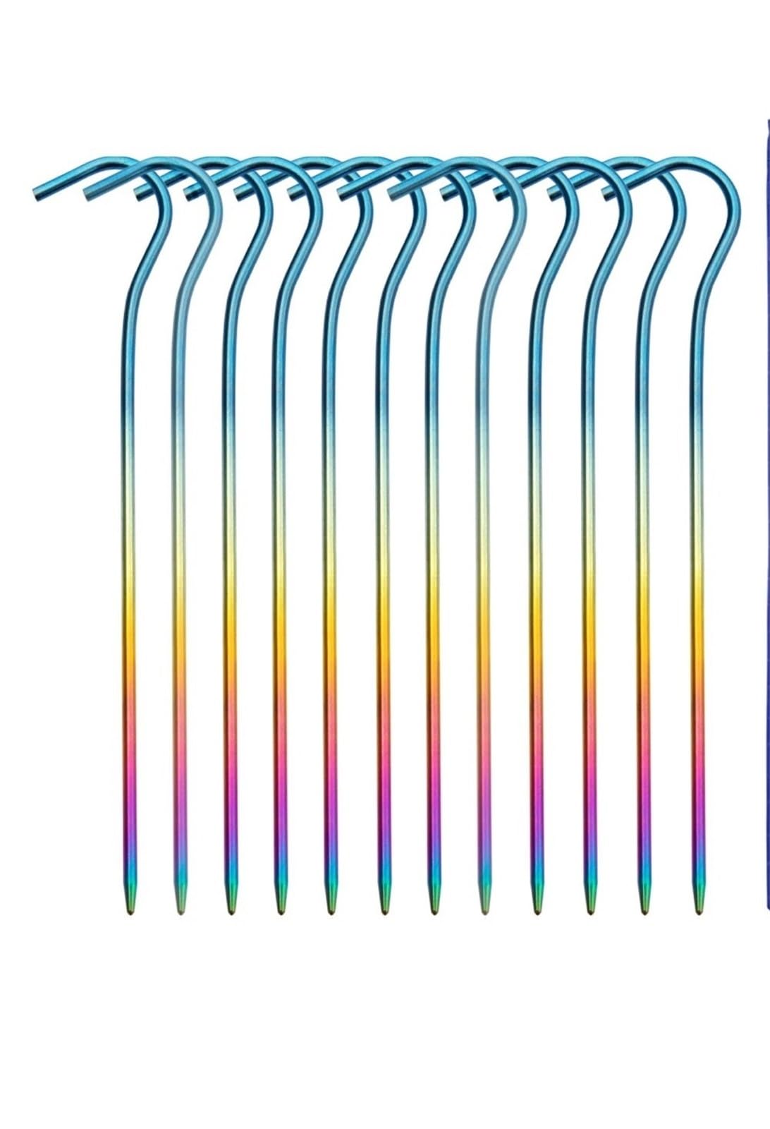 Śledź namiotowy, 3,0 * 165 mm ultralekkie akcesoria kempingowe śledzie namiotowe ze stopu tytanu z haczykiem(Titanium,8pcs)
