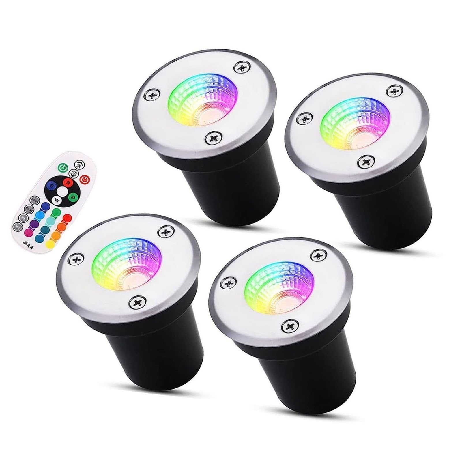 4PCS Empotrable Al Aire Libre Focos - Focos Suelo Led Exterior, 3W RGB LED Foco Empotrable En El Suelo, 12V-24V Luces De Tierra Spot, IP65 Jardín Lámpara De Pie Empotrada(3W(220V))
