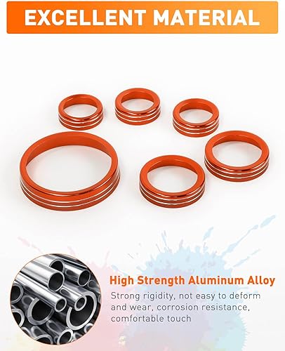 Miniatura 66 de Savadicar CKT01 Billet - Juego de molduras de perilla de control de aluminio, faros/4WD/HVAC, biseles de anillo de perilla de control climático, Rojo