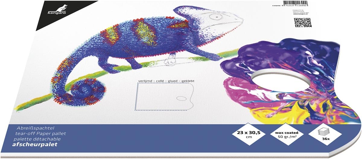 Paleta do odrywania Kangaro 23 x 30 cm 36 arkuszy papieru 50 g. 3-stronnie klejona z otworem na kciuk, biała