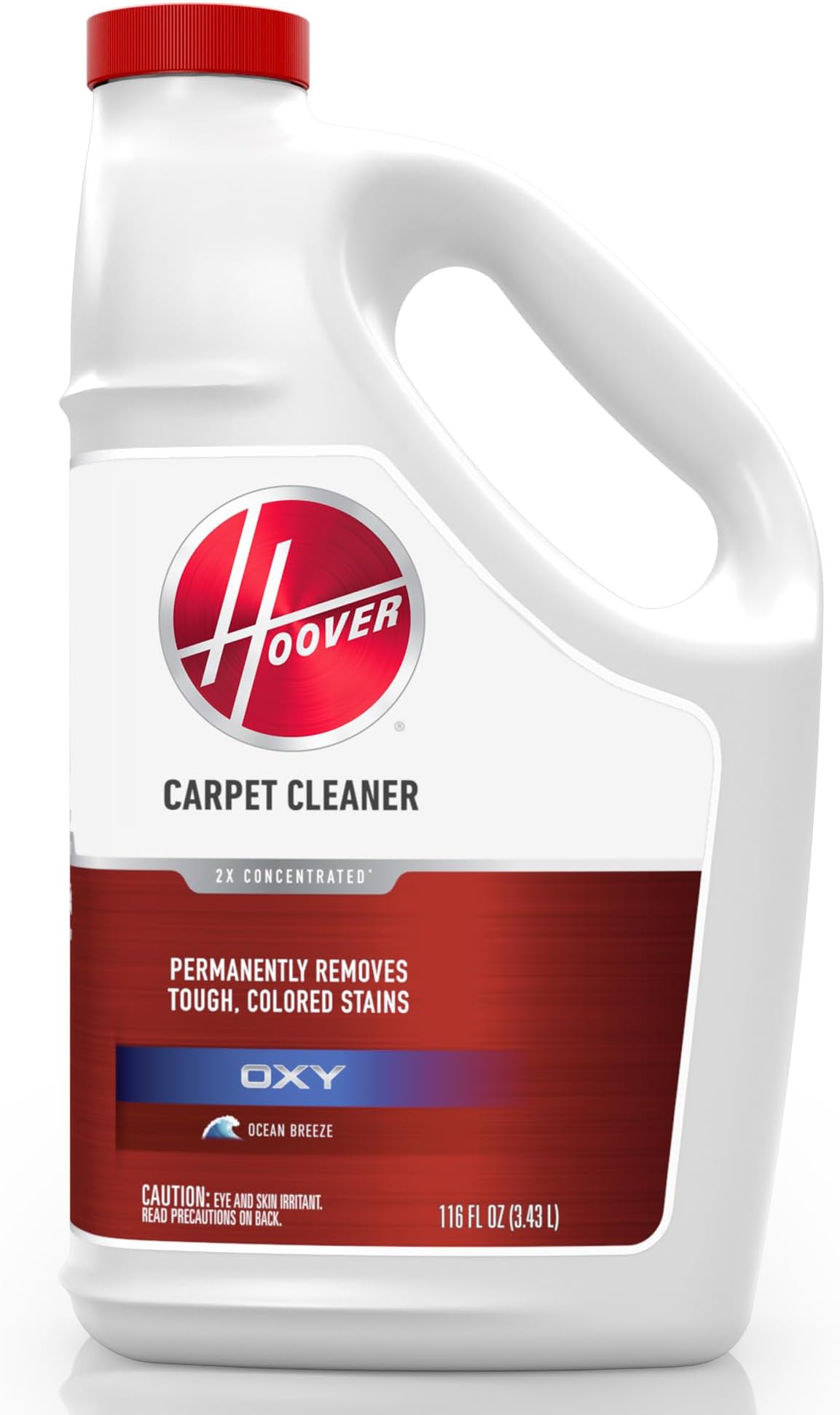 Oxy Carpet Cleaner Solution, 116 oz., Ocean Breeze Scent, Deep Cleaning Carpet Shampoo Solution, Removes Tough Colored Stains from Carpet and Upholstery, Pair with Hoover Carpet Cleaner Machine