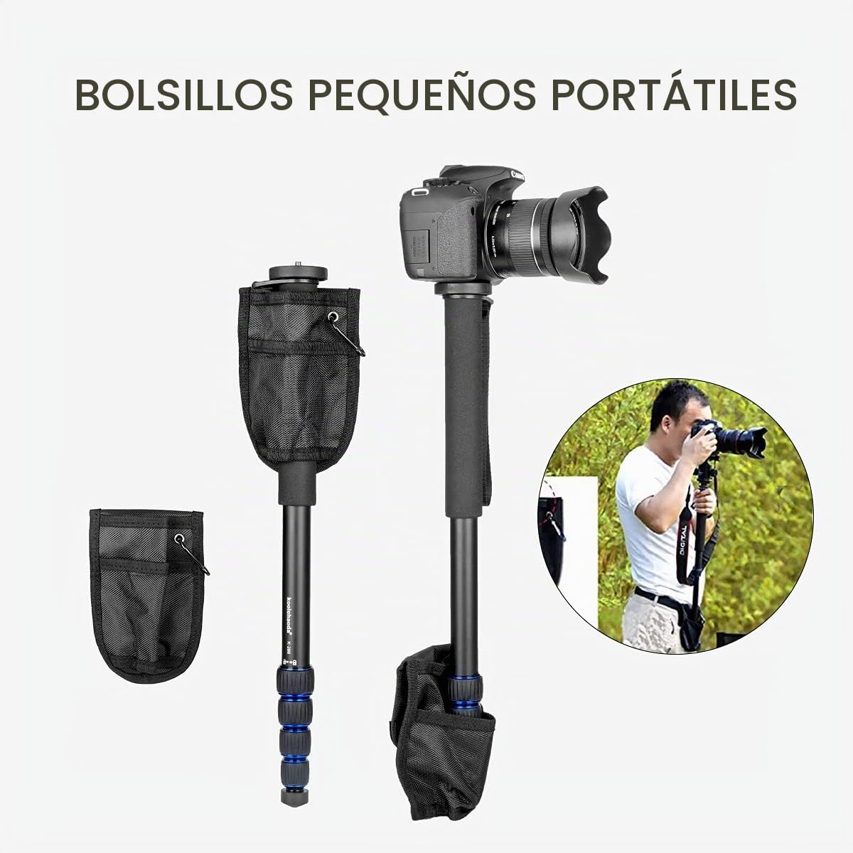 Koolehaoda Monopod de 6 Secciones, Compacto, portátil, para fotografía, Unipod Stick de aleación de Aluminio, Carga máxima de 10 kg, el tamaño Plegable es de Solo 38 cm (Negro)