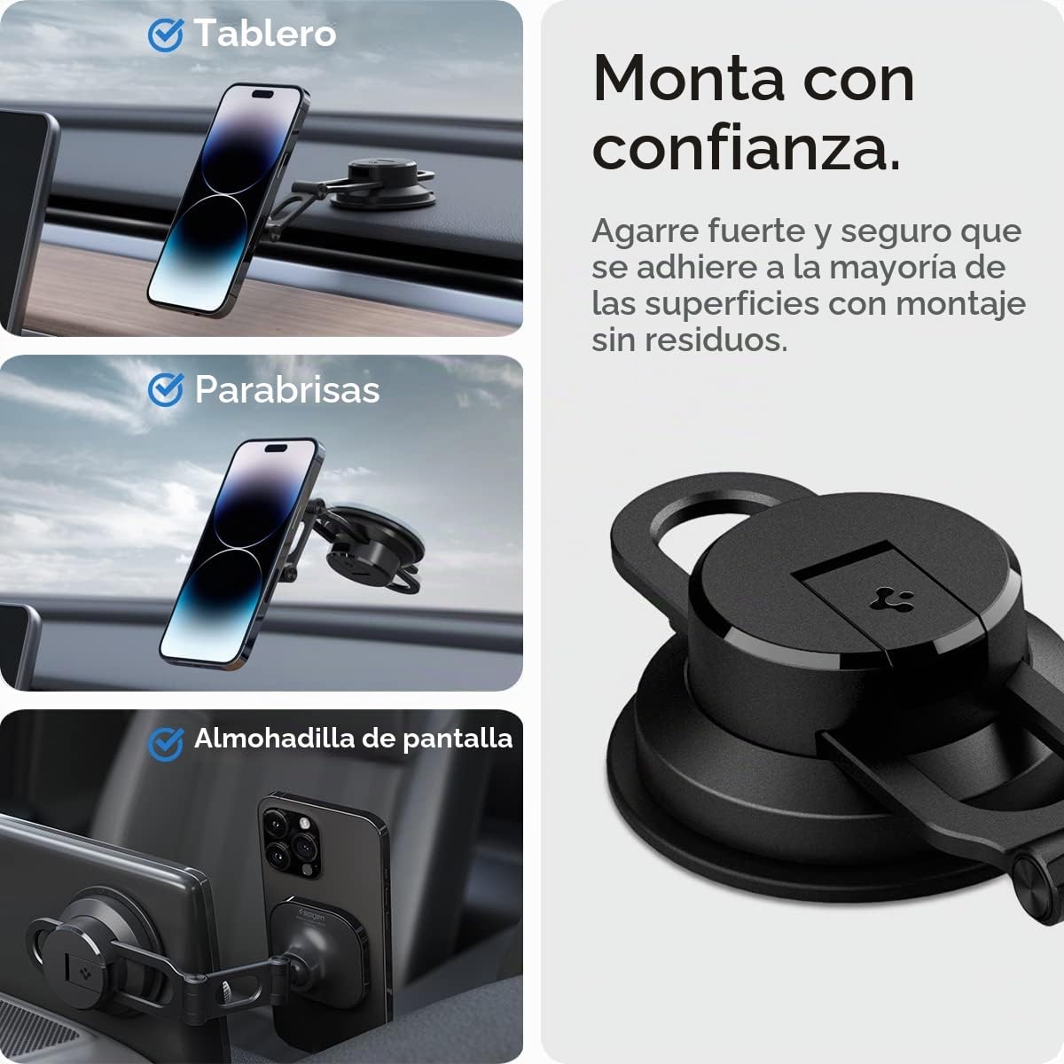 Spigen OneTap MagFit 3 Soporte Móvil Coche Diseñado para MagSafe, Compatible con iPhone 16 Pro MAX, 16 Pro, 16, 16 Plus, Modelos iPhone 15, 14, 13, 12 - Negro