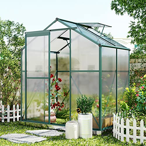 Evedy 6.2Ft Wx4.3Ft Walk-In Greenhouse,Portable Greenhouse Indoor Outdoor, With Roof 2 Windows And Base Sliding Door For Backyard Ventilation & Rain Gutter, Hobby Greenhouse For Winter #TOP6