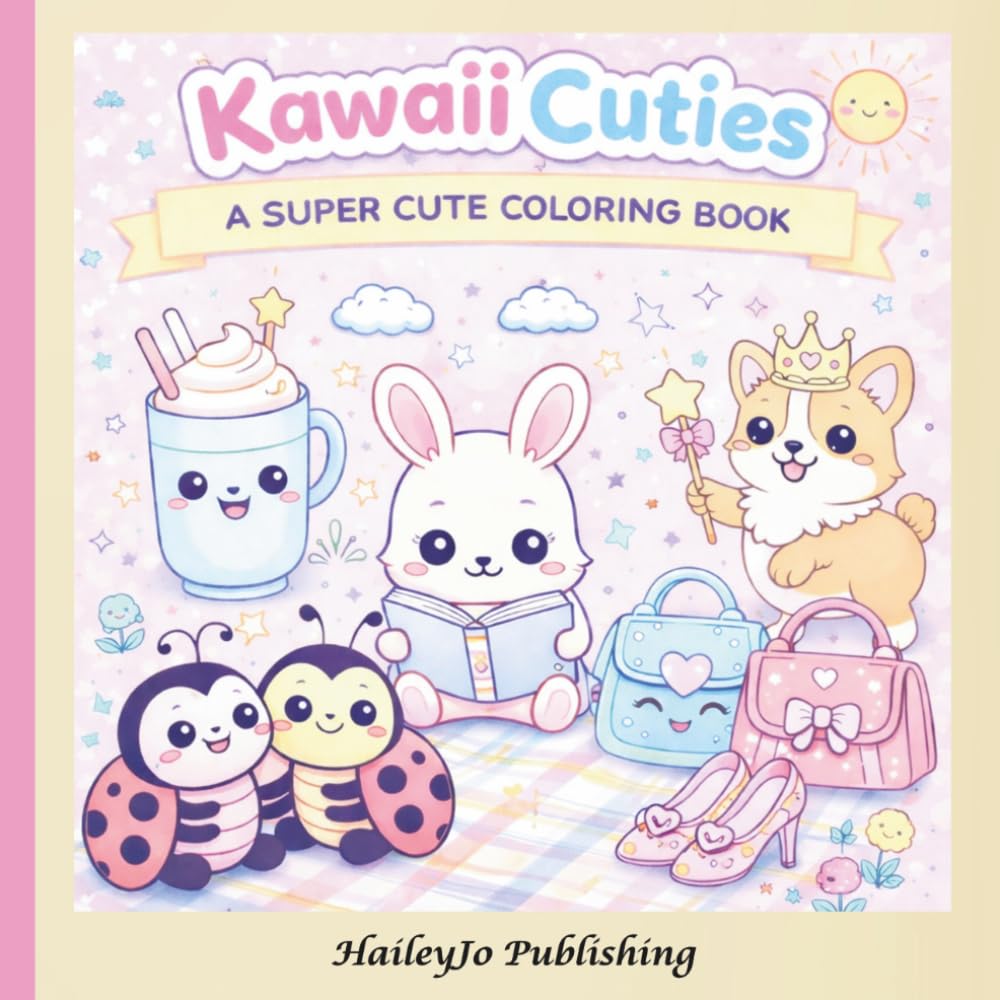 Kawaii Cuties- A Super Cute Coloring Book: Adorable Animals, Sweet Treats, Magical Creatures & Cozy Scenes