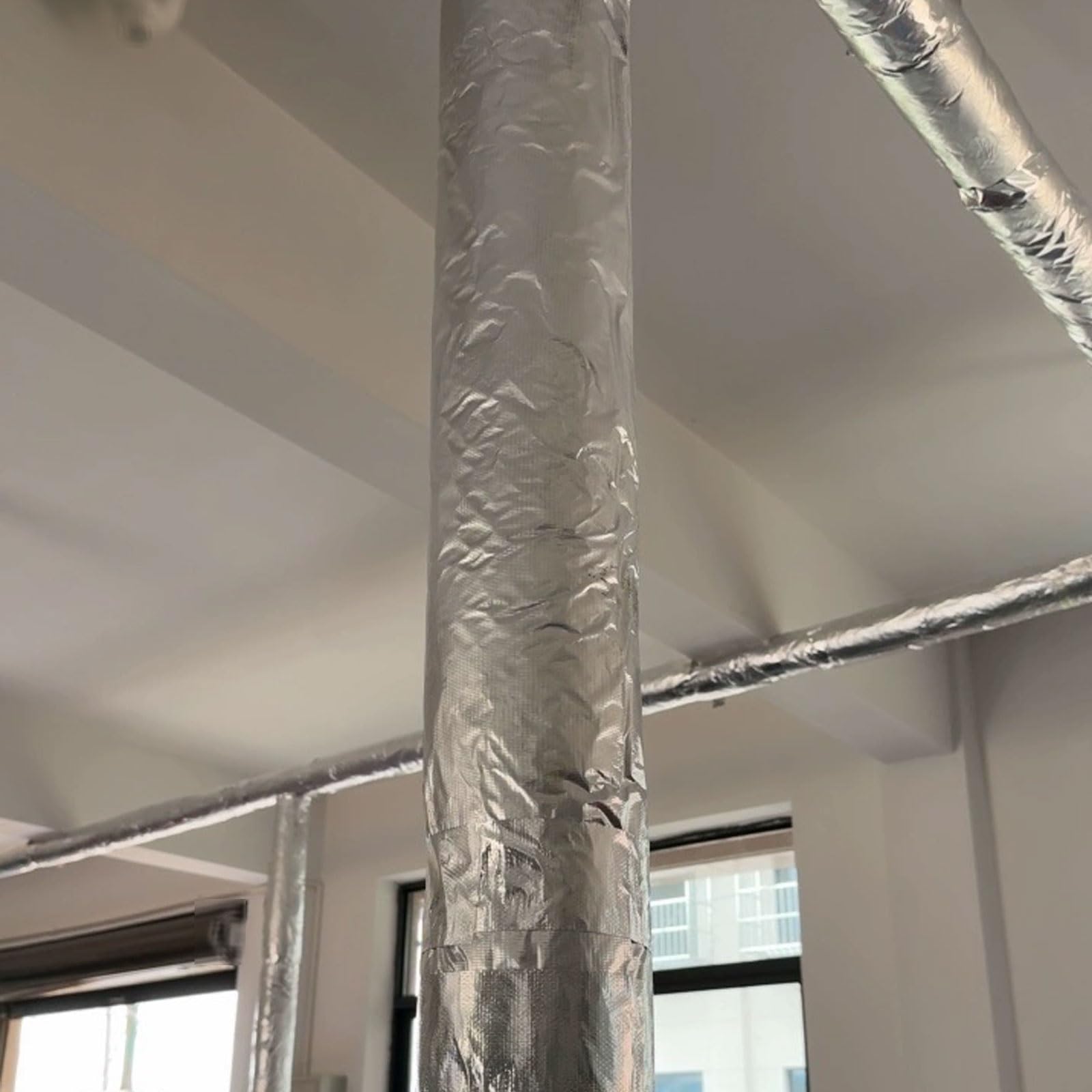 Izolacja Rury Rura Izolacyjna z Folii Aluminiowej i Krzemianu Glinu Ognioodporna i Trudnopalna do Ogrzewania, Rur Sanitarnych, Rur Grzewczych, Urządzeń Fitness Itpp(ID 1-11/32" x T 2" x L 3.3ft)
