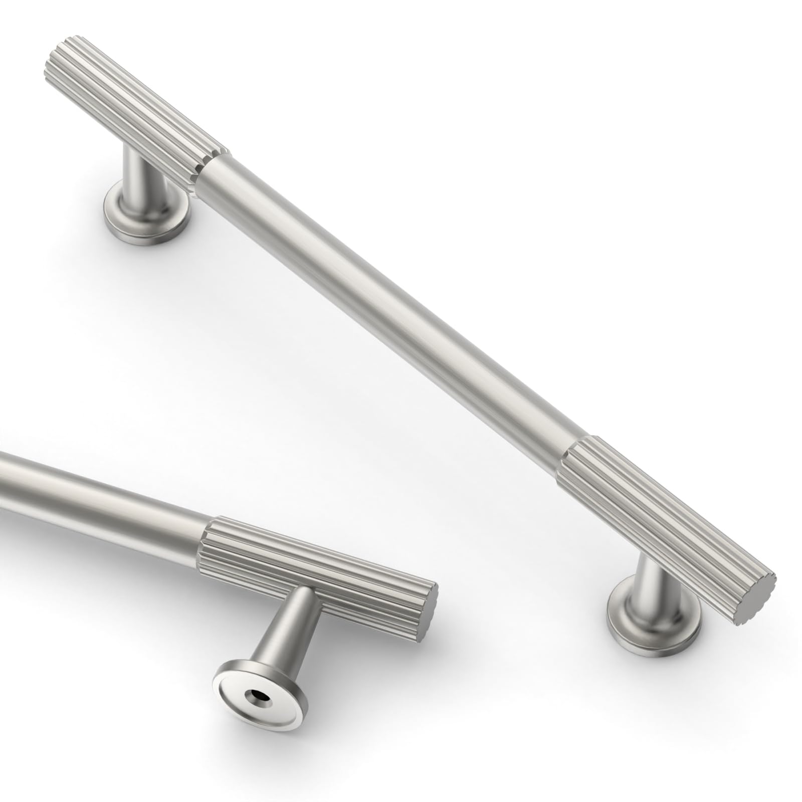 Amerdeco 10 Pack Brushed Satin Nickel Cabinet Pulls 5 Inch(128mm) Hole Centers Kitchen Cabinet Handles Solid Zinc Alloy Cabinet Hardware Drawer Pulls AM020 — image 1