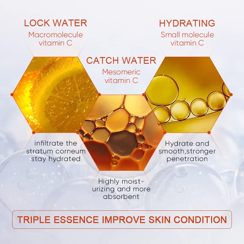 Miniatura 7 de Suero facial con vitamina C al 23%  Iluminador, reafirmante, hidratante, corrección de manchas oscuras y suero de células madre antienvejecimiento