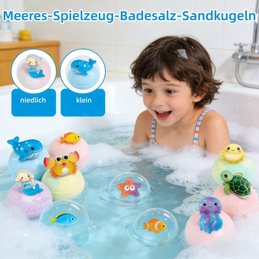 playfizz oceanpop 12 Stück Badebomben Badekugeln Kinder Set - Schaumbad, für Kinder, Hautfreundlich