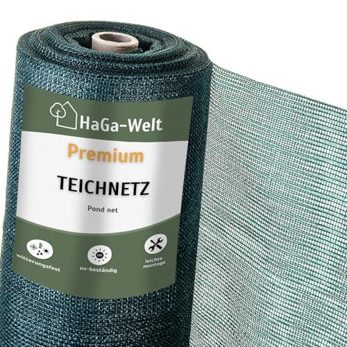 HaGa Filet de protection de qualité supérieure pour bassin et piscine - 3 m de large - 1 m de long (vendu au mètre) - Vert foncé - Filet de protection à...