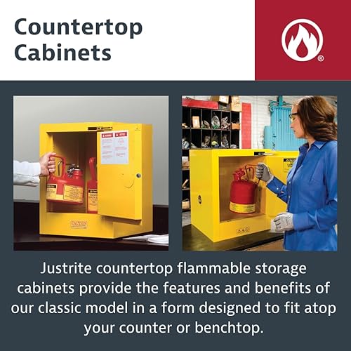 Miniatura 6 de Justrite 891200 Sure-Grip EX 12 galones, 35 pulgadas de alto x 23-14 pulgadas de ancho x 18 pulgadas de profundidad, 1 puerta, 1 estante, gabinete