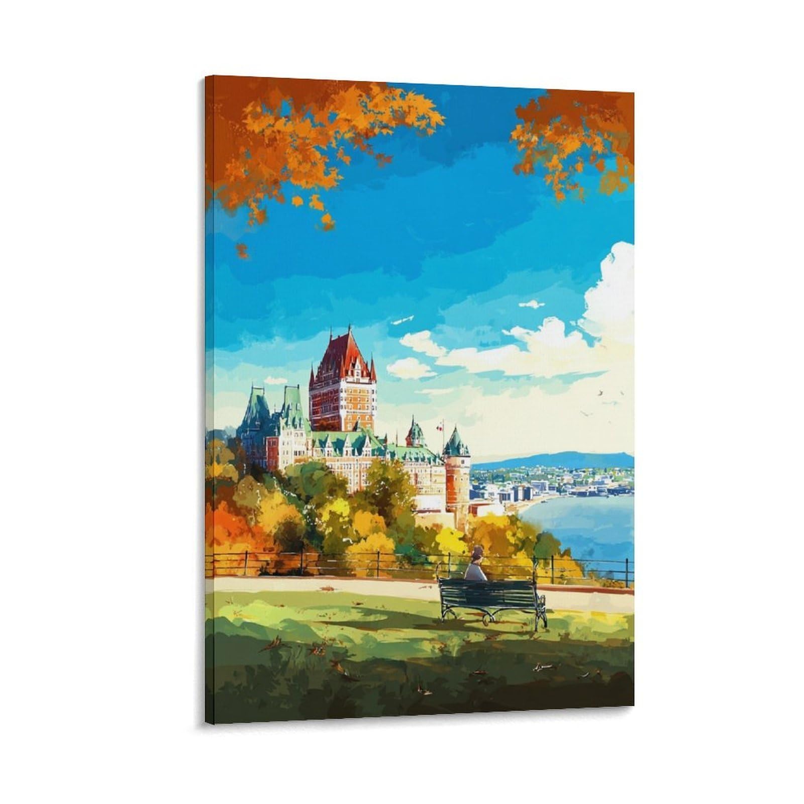 ZBBGGOZ Fairmont Le Château Frontenac Poster 20x30inch(50x75cm) Vintage Watercolor Canvas Art