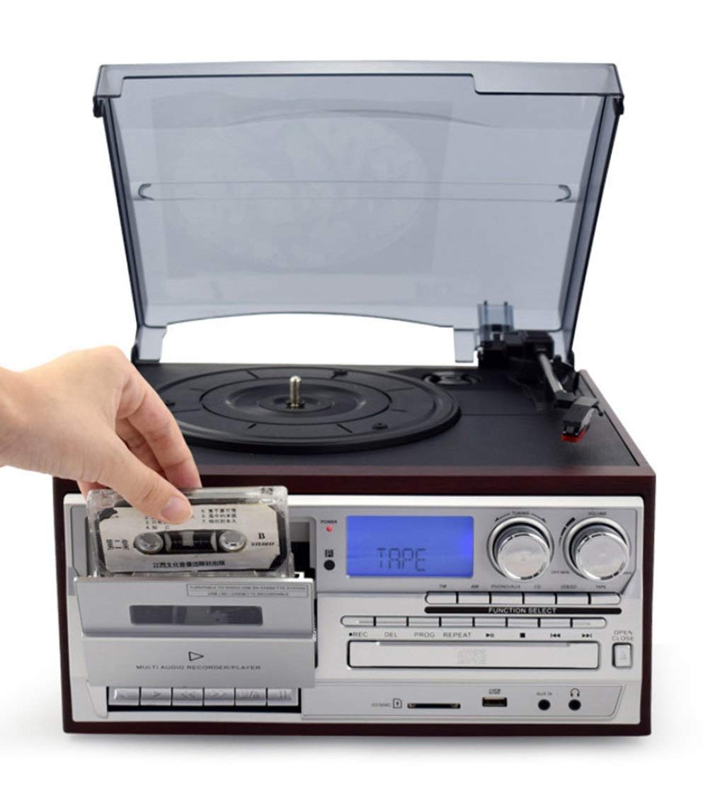 Tocadiscos de 3 velocidades con altavoces integrados para reproducción de discos de vinilo