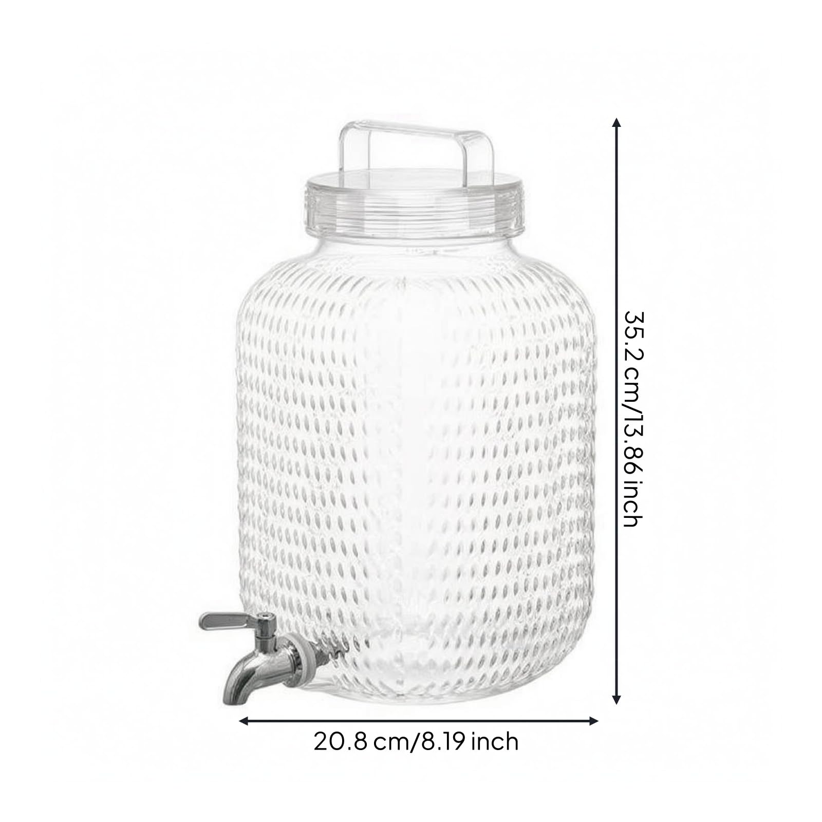 predolo Contenitore Bevande con Rubinetto Alimentare Distributore con Rubinetto Multiuso Brocca Coperchio, GZ1002-8050 Trasparente, 8.0L, H352xD195mm