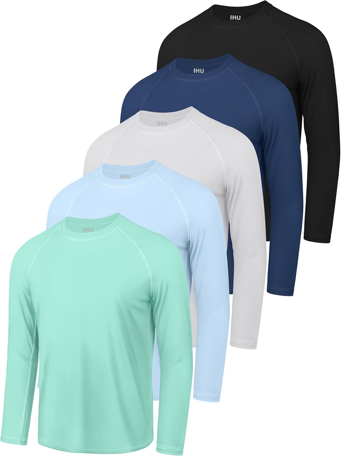 5 Pack Boys Rash Guard Swim Shirt UPF 50+ Long Sleeve Youth Neon Shirts Quick Dry Sun Protection Kids Swim Top for Boys Girls