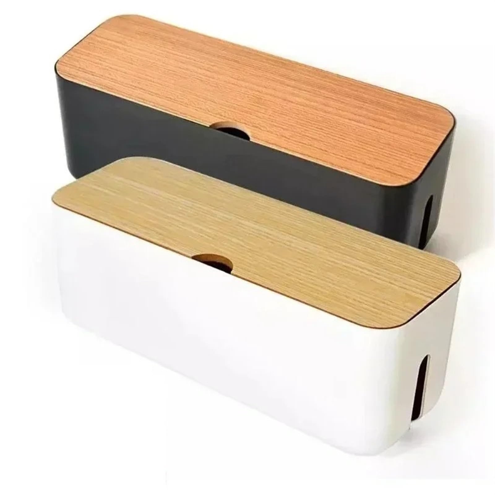 Caja Organizadora de Cables Caja de almacenamiento cables regleta a prueba polvo Organizador enchufes cargador Contenedor línea red Gestión(Black 34x13.8x13cm)