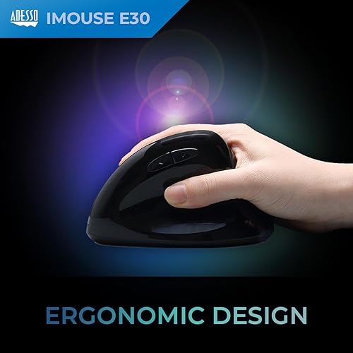 Miniatura 2 de Adesso Imouse E30-2.4GHz Ratón ergonómico vertical inalámbrico para diestros, color negro