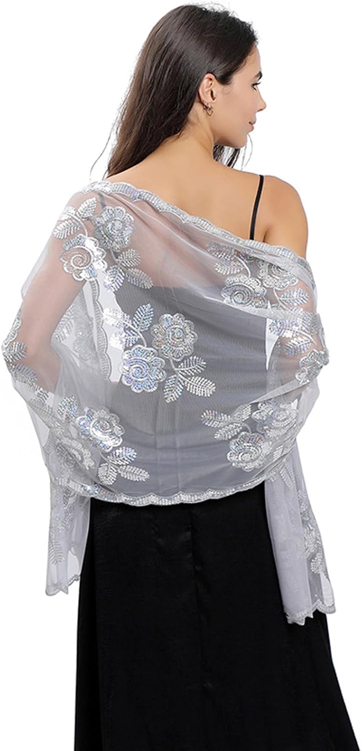 YAOMEI Sjaals voor dames, chiffon, borduurwerk, halsdoek YAOMEI Sjaals voor dames, chiffon, borduurwerk, halsdoek
