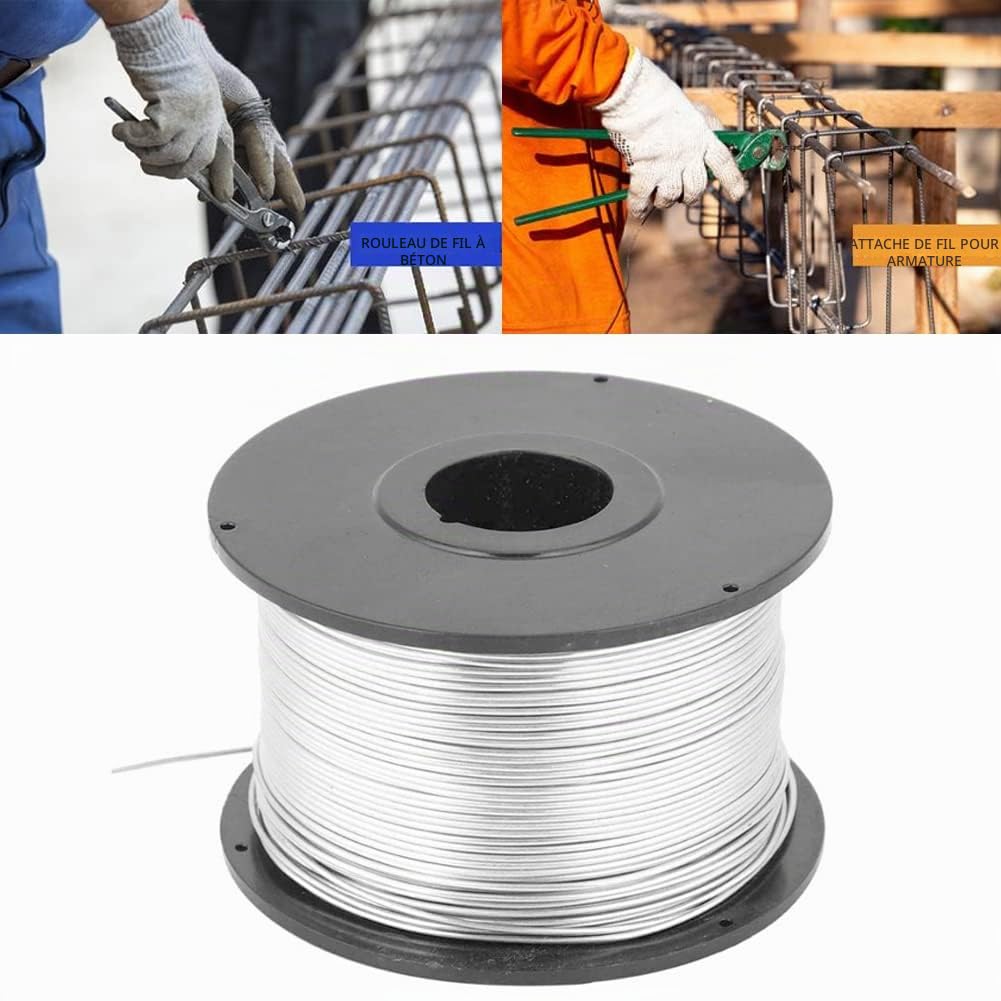 Fil de Lien de Renfort, 4Pcs 110M 0.8mm Fil d'acier, Bobine de Fils, Wire Câbles en acier, Fils D'attache De Barre D'armature, Pour Machine De Liage Automatique De Barres D'armature