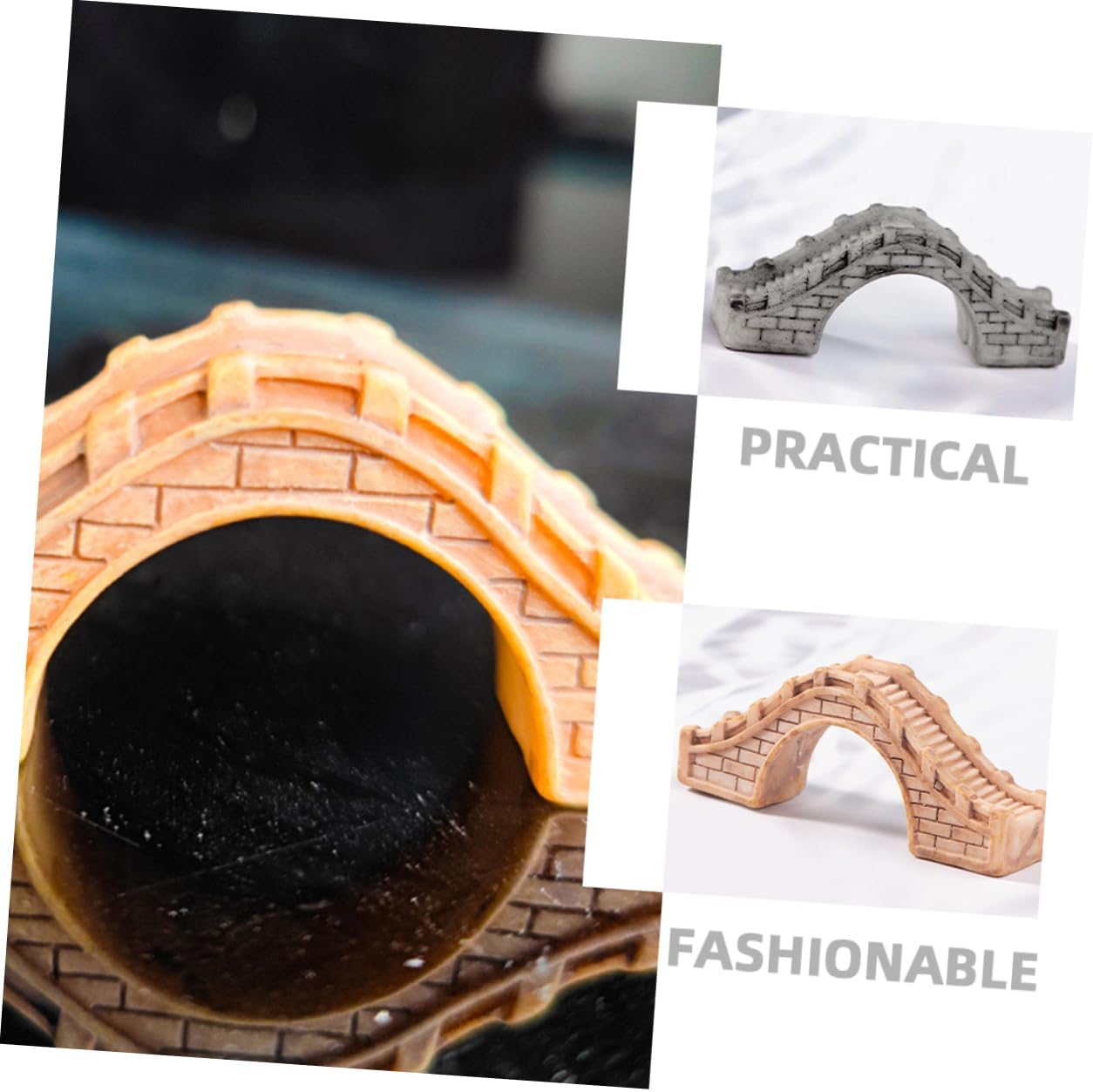 4pcs Vintage Resin Arch Bridge Model for Xmas Micro Landscape