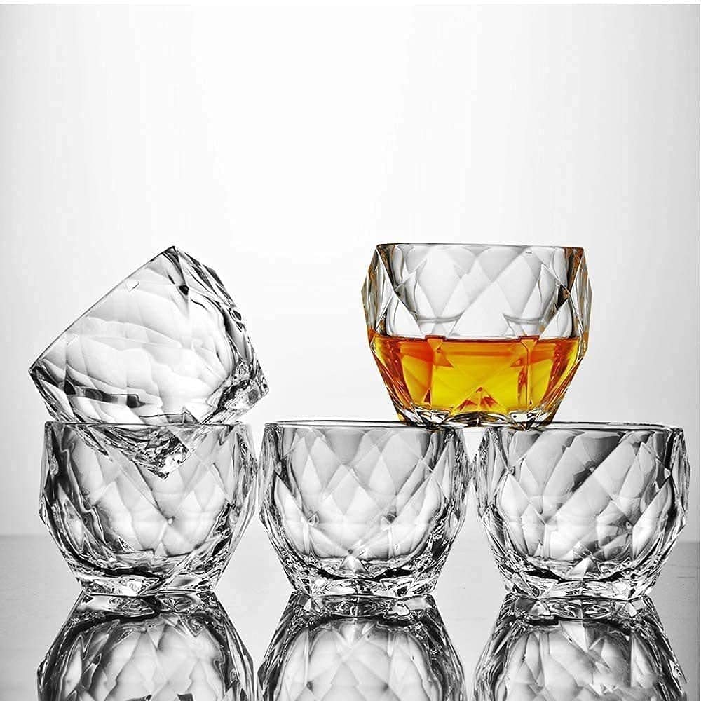 ROSEFINCH Crystal Whiskey Glasses Set of 6 pcs- 300 ml Bar Glass for Drinking Bourbon, Whisky, Scotch, Cocktails, Cognac- Old Fashioned Cocktail Tumblers Clear