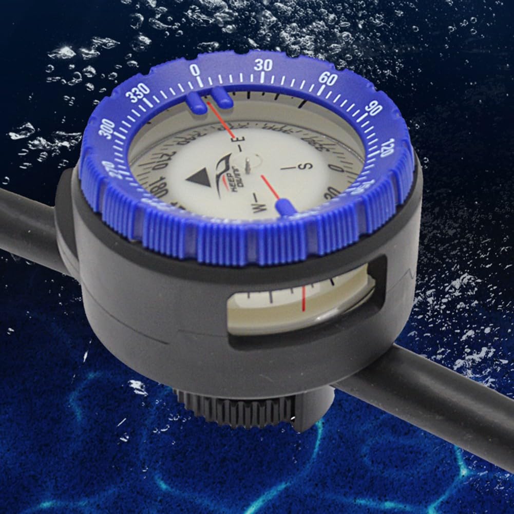 Boussole de plongée magnétique puissante de 50 m, boussole de plongée, tube de serrage sous l'eau LuminousCompass avec aiguille latérale porte-clip