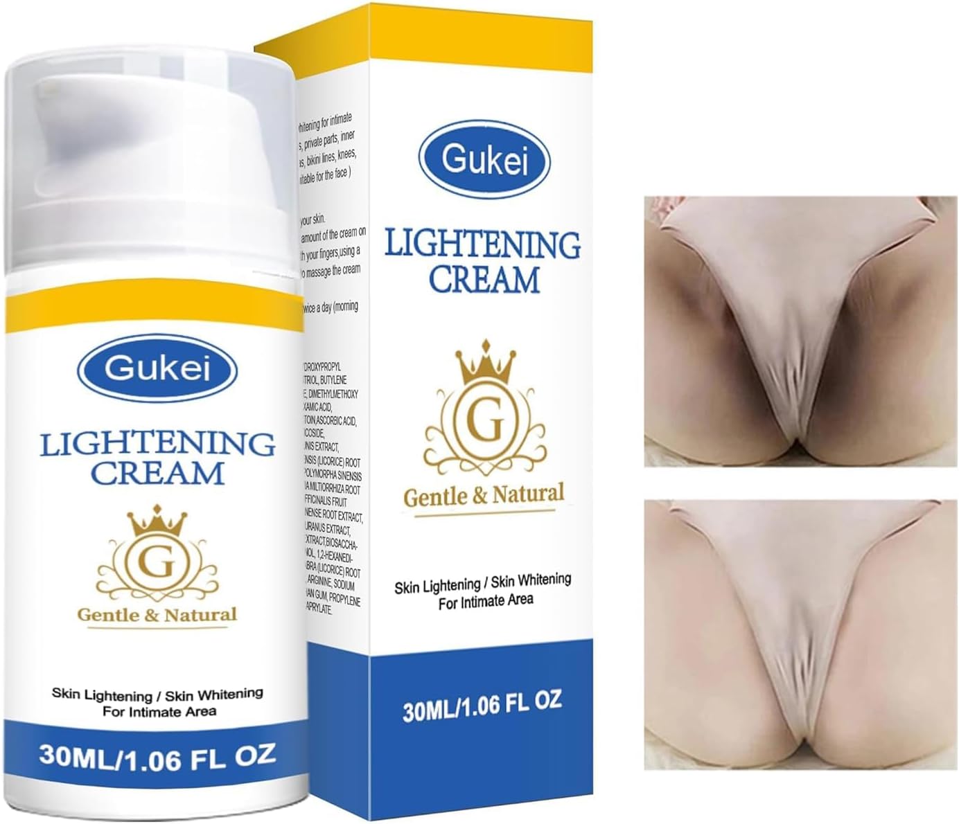 Skin Lightening Cream Gel For Body Intimate Area With Niacinamide, Arbutin, Vitamin C For Private Parts, Underarm, Knees, Elbows, Inner Thigh, Bikini Areas, armpit Skin Whitening Bleaching Cream 30ML