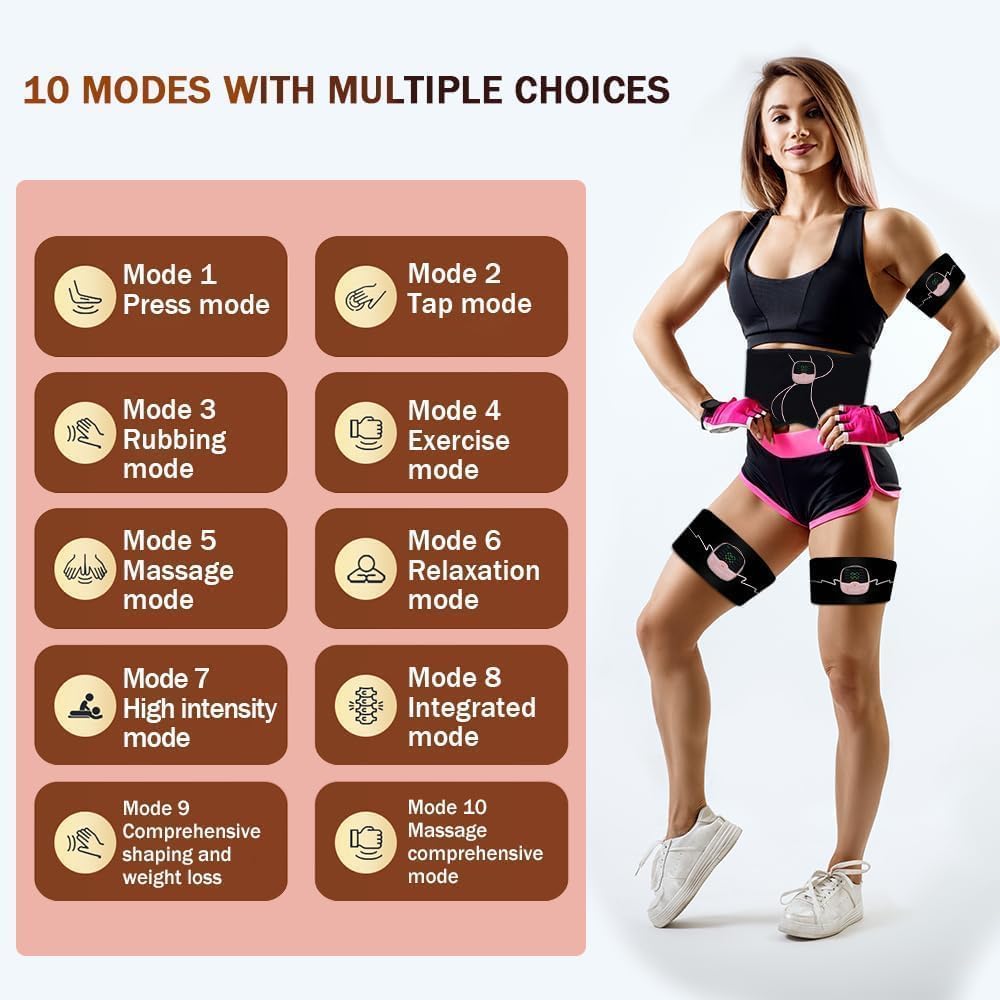 EMS Gerät für Gesäß- und Hüfttraining, Elektrischer Gesäßtrainer mit 2 Muskelstimulator für Arme und Beine, Smart EMS Trainingsgerät für Formen und Straffen der Gesäßmuskeln, 10 Modi & 30 Intensitäten