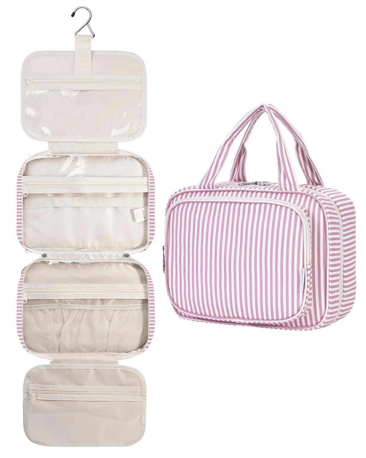 Narwey Bolsa de Aseo Bolsa de Maquillaje de Viaje Organizador de Cosmético Neceser Maquillaje para Mujeres y Niñas (Negro(Mediano)) — view 29