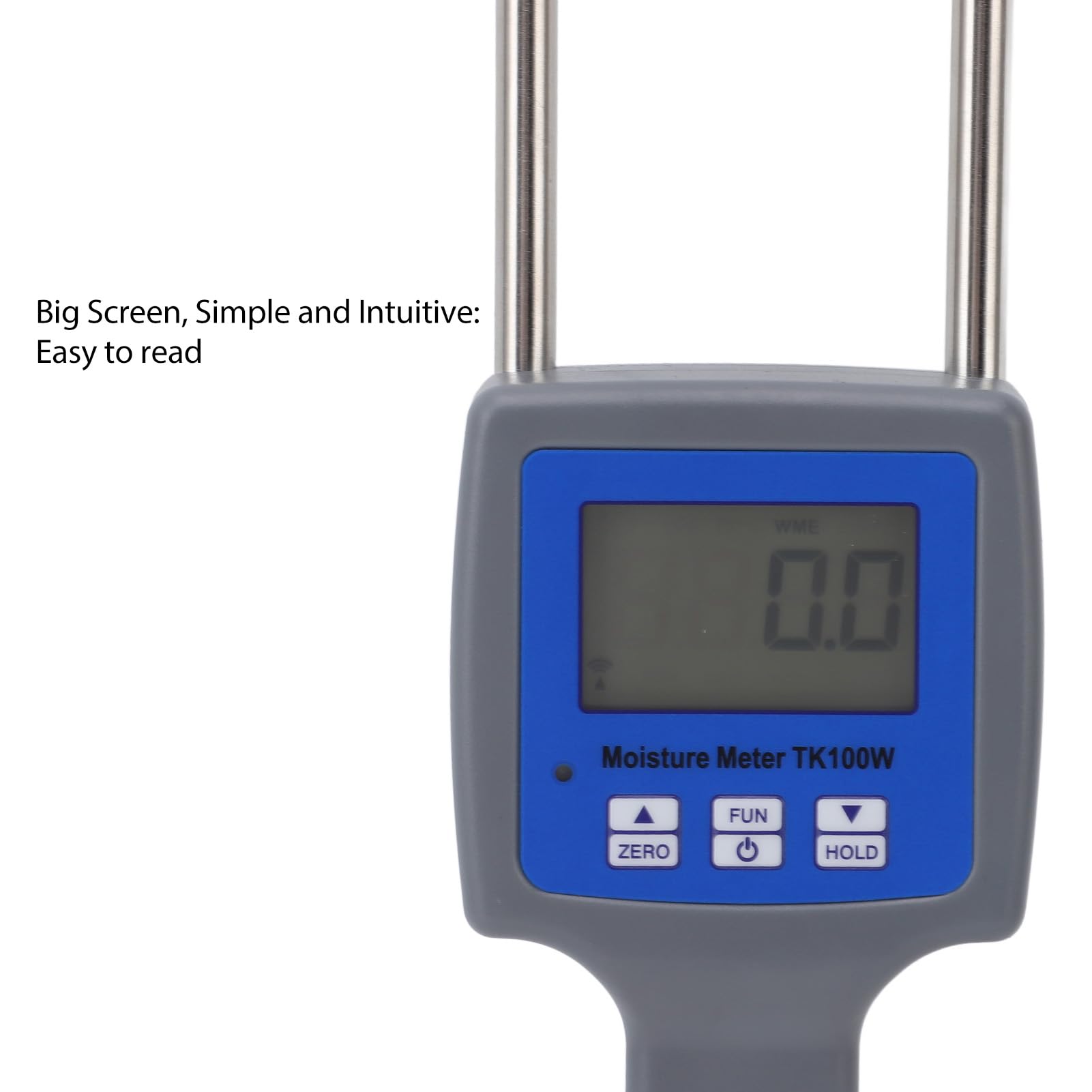 Aramox Medidor de Humedad de Madera, Medidor Digital de Humedad de Madera con Sonda de Acero Inoxidable, Rango de 0 a 84 por Ciento, LCD Retroiluminada, Compensación Automática de Temperatura para