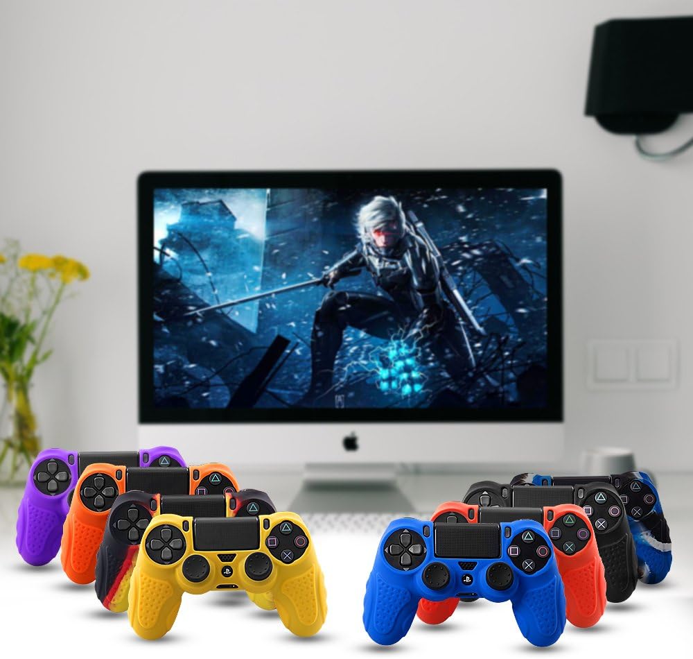 CHINFAI PS4 Controller DualShock4 Skin Grip Anti-Slip Silicone Cover Protector Case for Sony PS4/PS4 Slim/PS4 Pro Controller with 8 Thumb Grips (Purple) - Image 6
