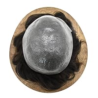 Vista 5 de Tupé para hombre, pieza de cabello humano real, sistema de reemplazo para hombres, piel ultrafina, tupé, línea capilar natural, tupé para hombre, 3#