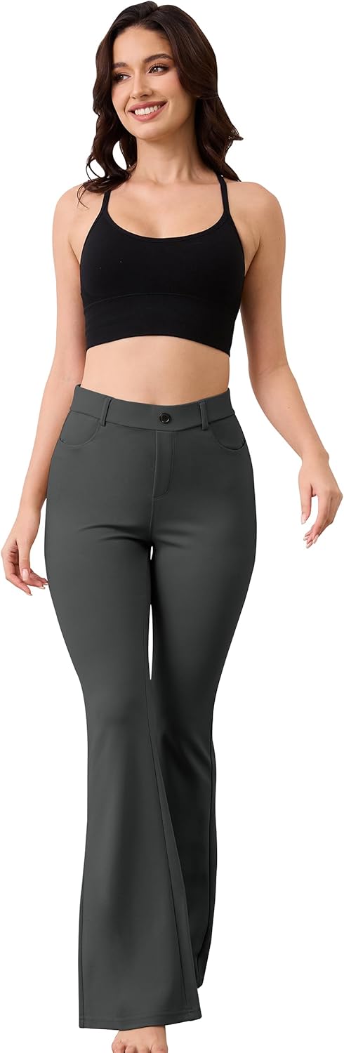 VIMPEP Women’s Classic Yoga Dress Pants High Rise Flare Soft Feeling Pull On Work Yoga Pants for Business Office Work 2102 - Image 5