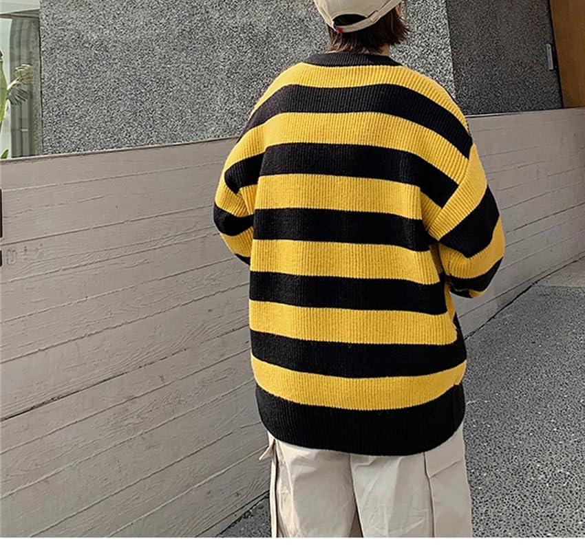 Unisex Striped Knitted Sweater Vintage Loose Pullover Warm Autumn Casual Jumper Harajuku Streetwear Top3