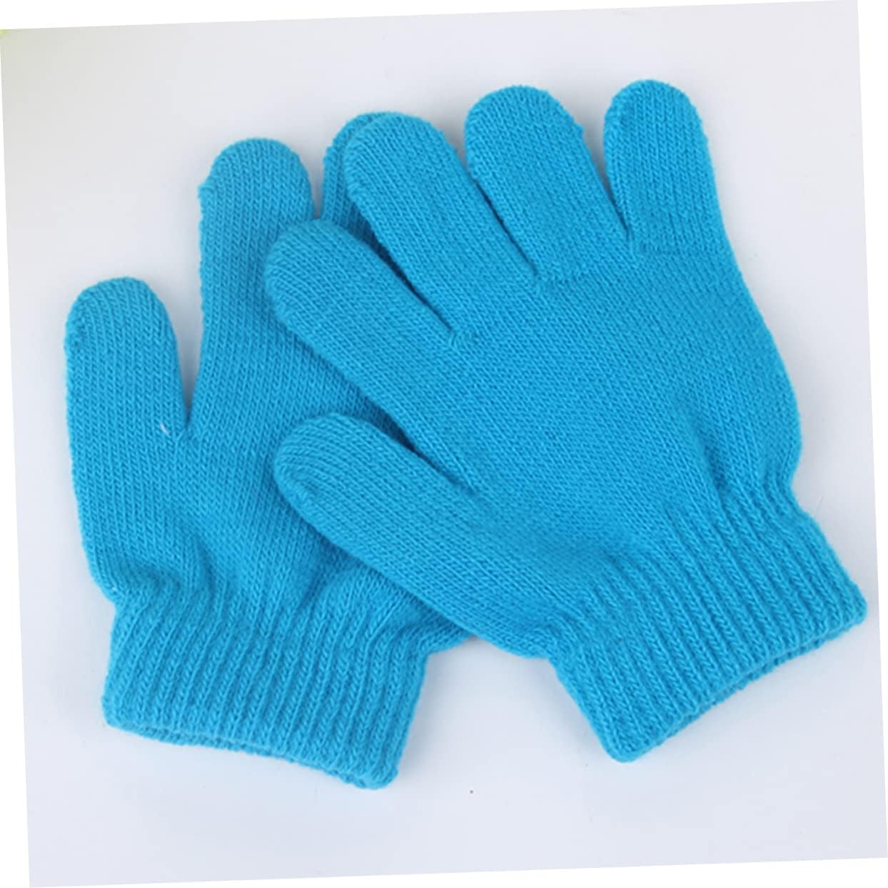 ibasenice 8pairs Medium Sized Unisex Puff Gloves Acrylic Material for Boys and Girls Stretchy Warm Gloves Random Colors for and Sports