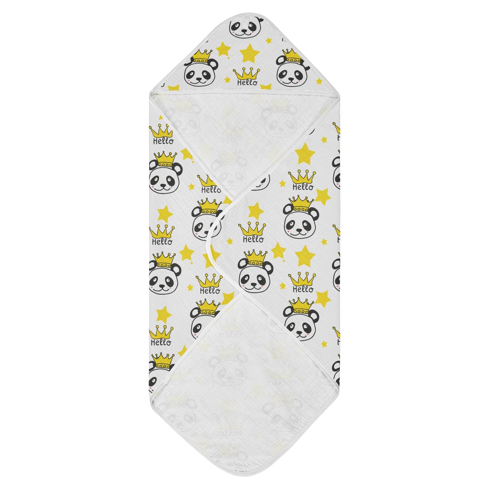 Msyxl Crowned Pandas Hooded Towel - Ultra Soft & Absorbent Muslin Cotton Bath Towel for Babies, Toddlers, Newborn - Boys & Girls Essential 35