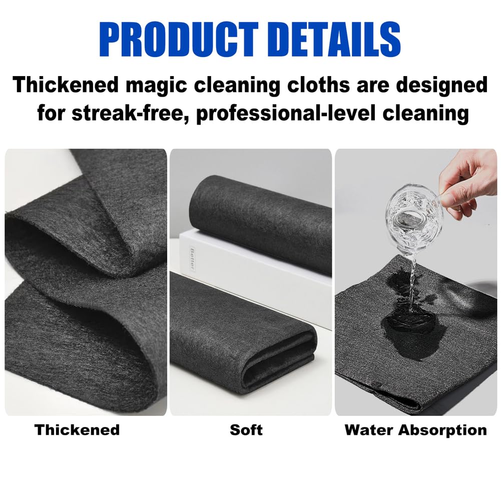 Paño de limpieza mágico grueso, paños de limpieza de microfibra reutilizables mejorados 2025, paño de limpieza multiusos con alta absorción de agua para coche, ventanas, 20 piezas/gris, 12 x 12