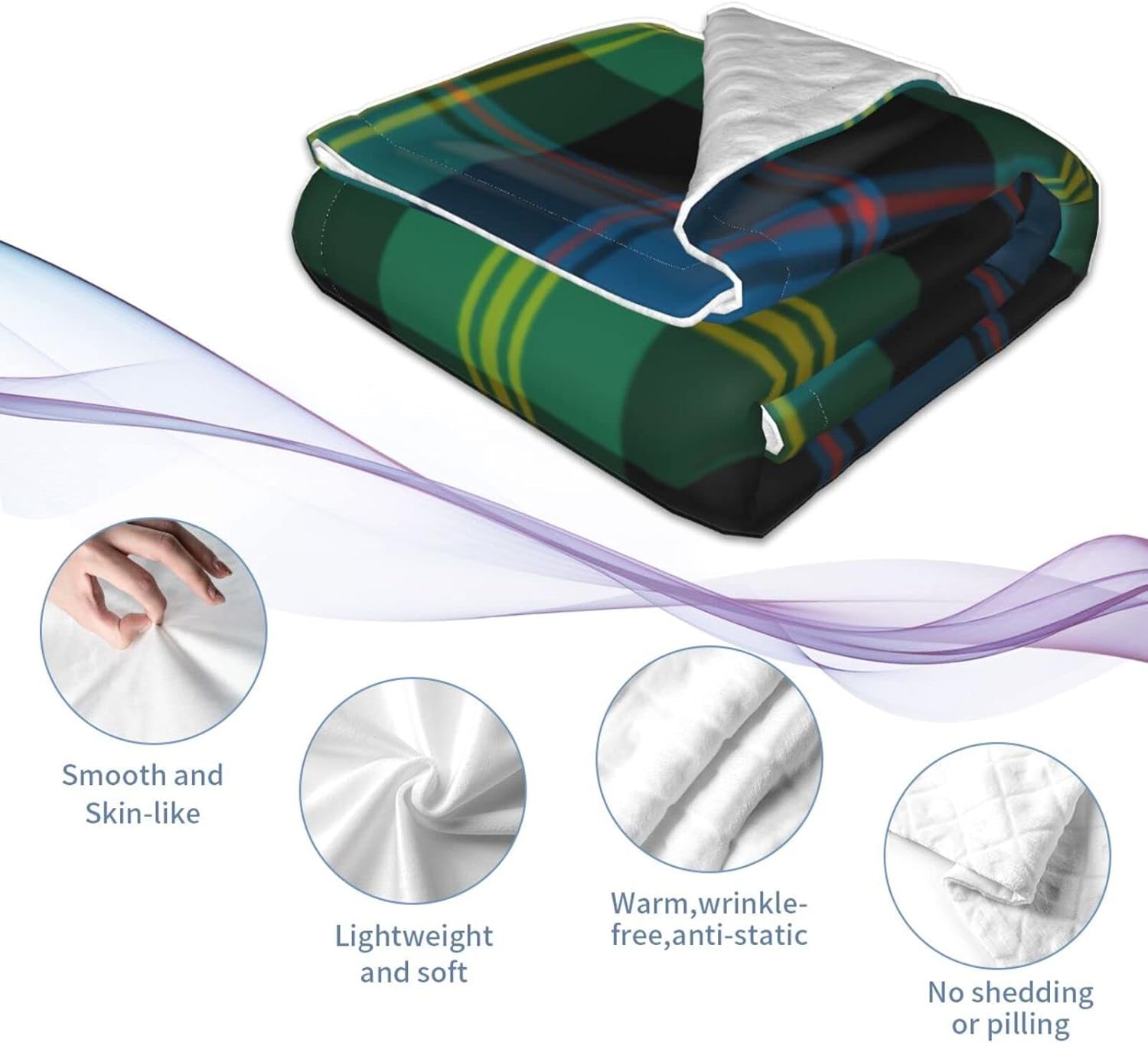 DKJlitter Baby Blanket for Boys Girls, Clan Watson Bright Blue and Green Scottish Tartan Super Soft Comfy Toddler Baby Newborn Double Layer Blanket Shower Gifts for Stroller & Crib 30 x 40 Inch